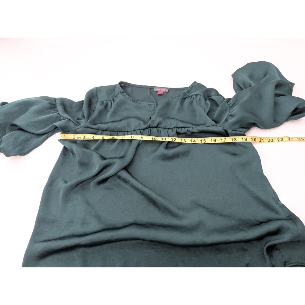 Vince Camuto Emerald Green Satin Balloon Sleeve Flowy Long Sleeve Blouse Size M - Picture 4 of 6